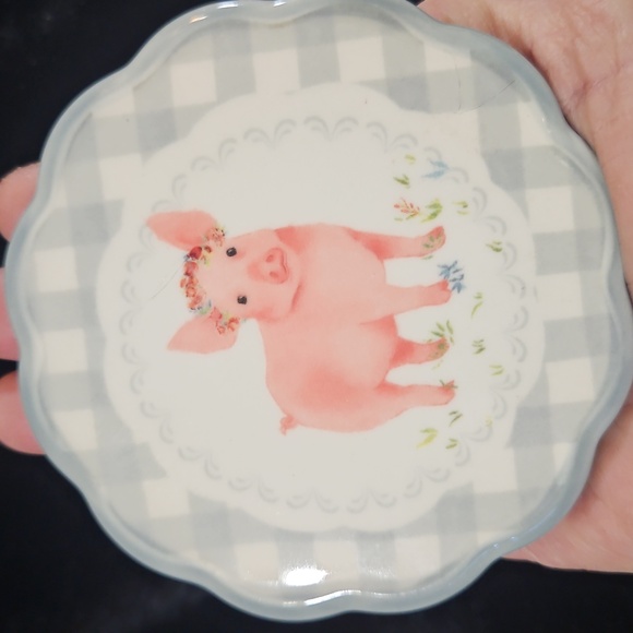 PIONEER WOMAN Gingham Ceramic Coasters - Set of 4 - Picture 6 of 6